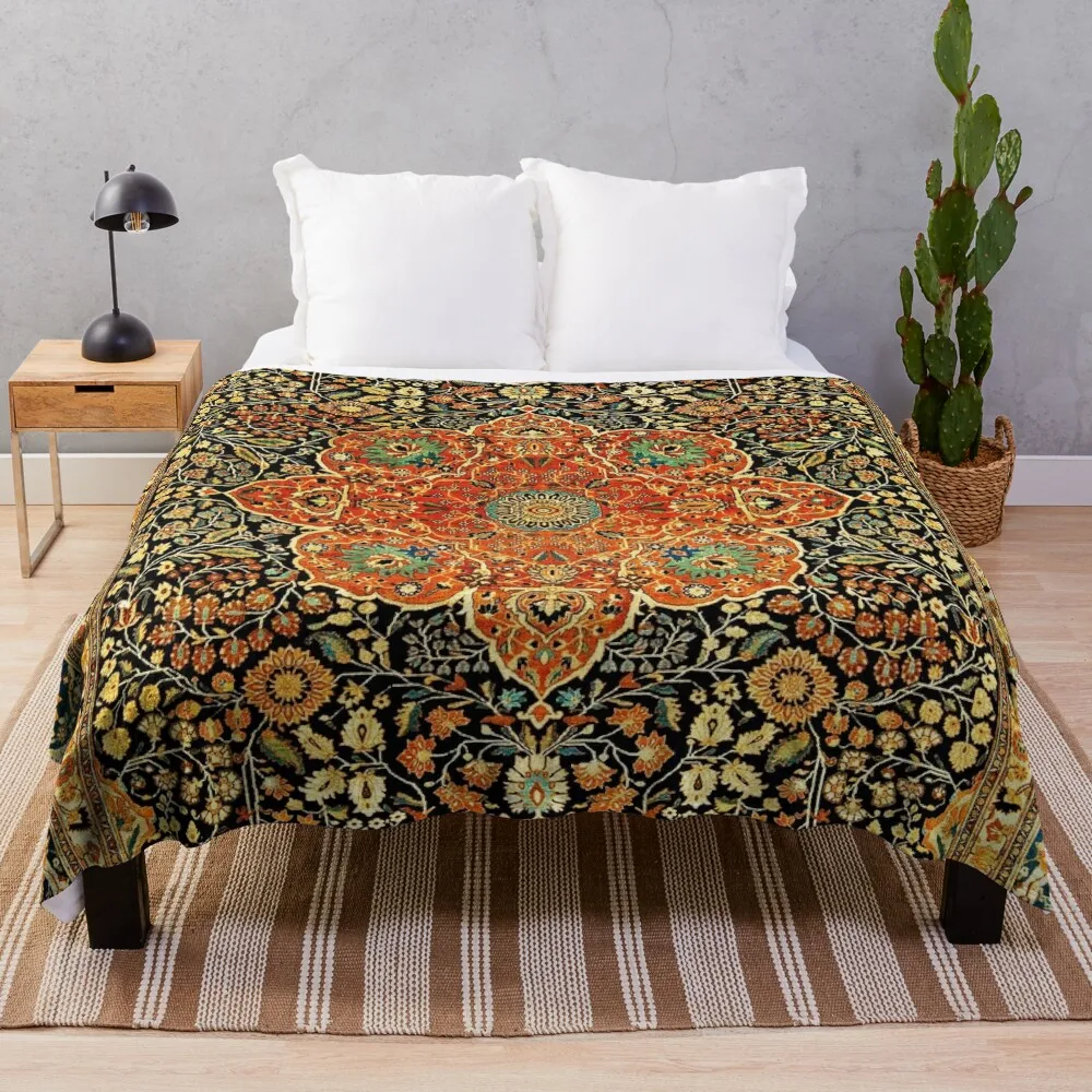 

Antique Persian Mohtashem Kashan Rug Print Throw Blanket Hairys Decorative Sofa Luxury Thicken Sofa Throw Blankets