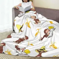 George The Curious Monkey Blanket Banana Cartoon Travel Flannel Throw Blanket Soft Durable Couch Bed Custom Bedspread Gift 1