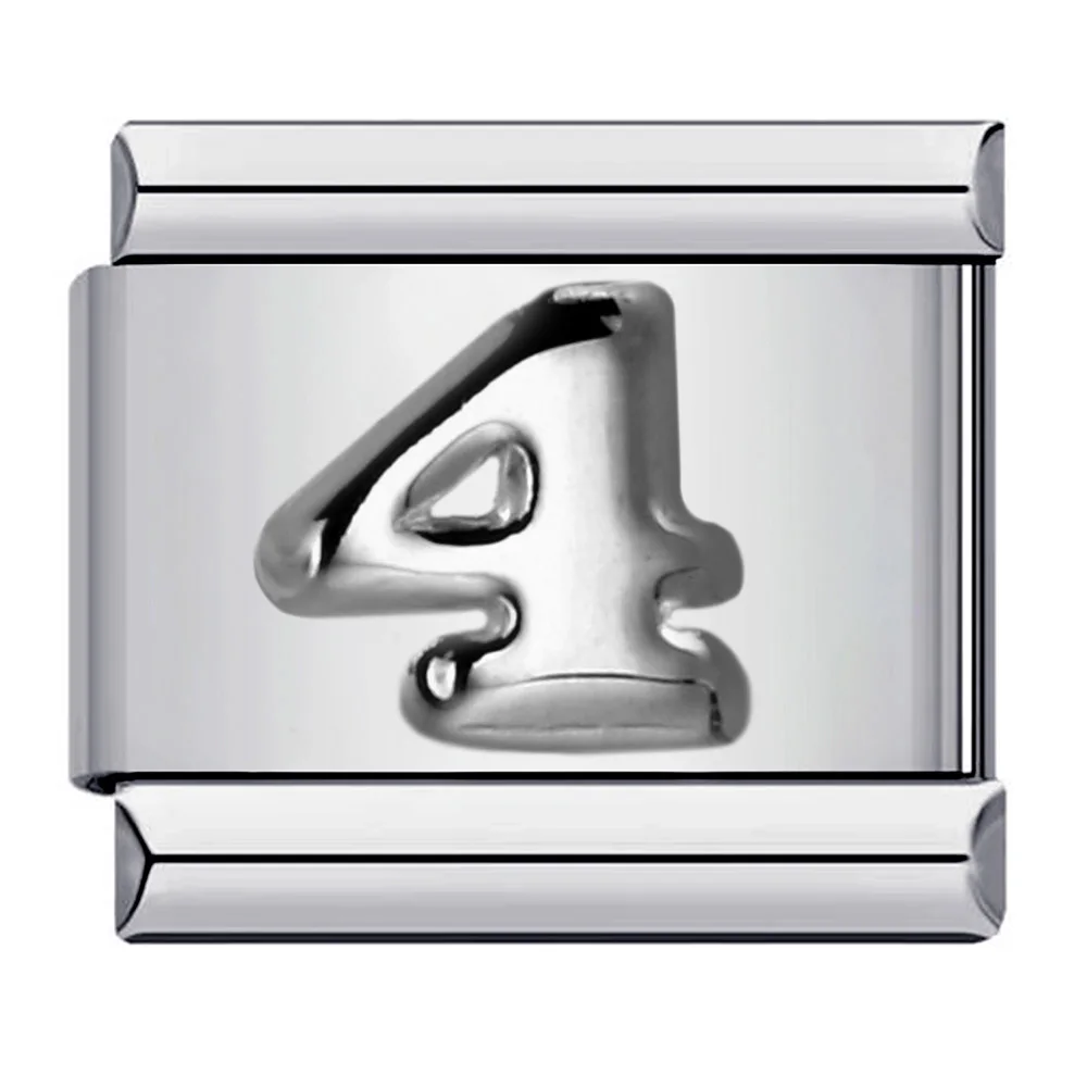 1pc Edelstahl Charms Italienische Link Fit 9mm Armband Neue Design Silber Farbe 0-9 Figur Nummer, der DIY Schmuck Armbänder – Detail 4