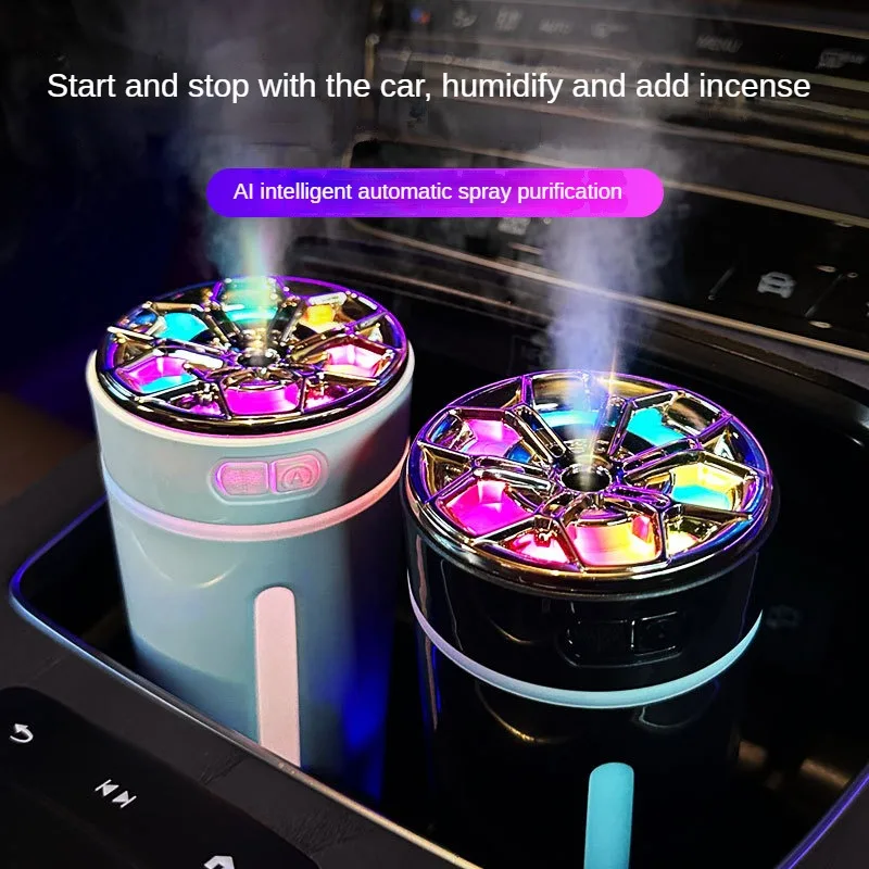 Smart Car Air Purifier Humidifier Aroma Diffuser Car Deodorizer Atmosphere Light Send 6 Filter Elements Automotive Supplies