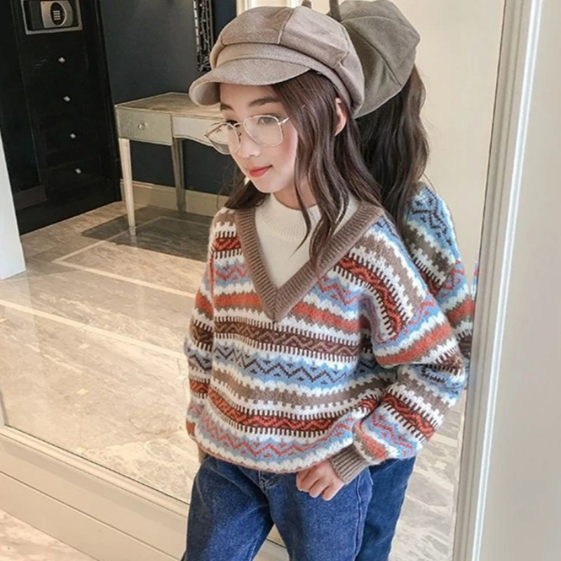 

Girls Sweater Wool Coat Kids Tops Knitting 2023 Fashion Thicken Warm Winter Autumn Cottons High Quality Children's Clothing