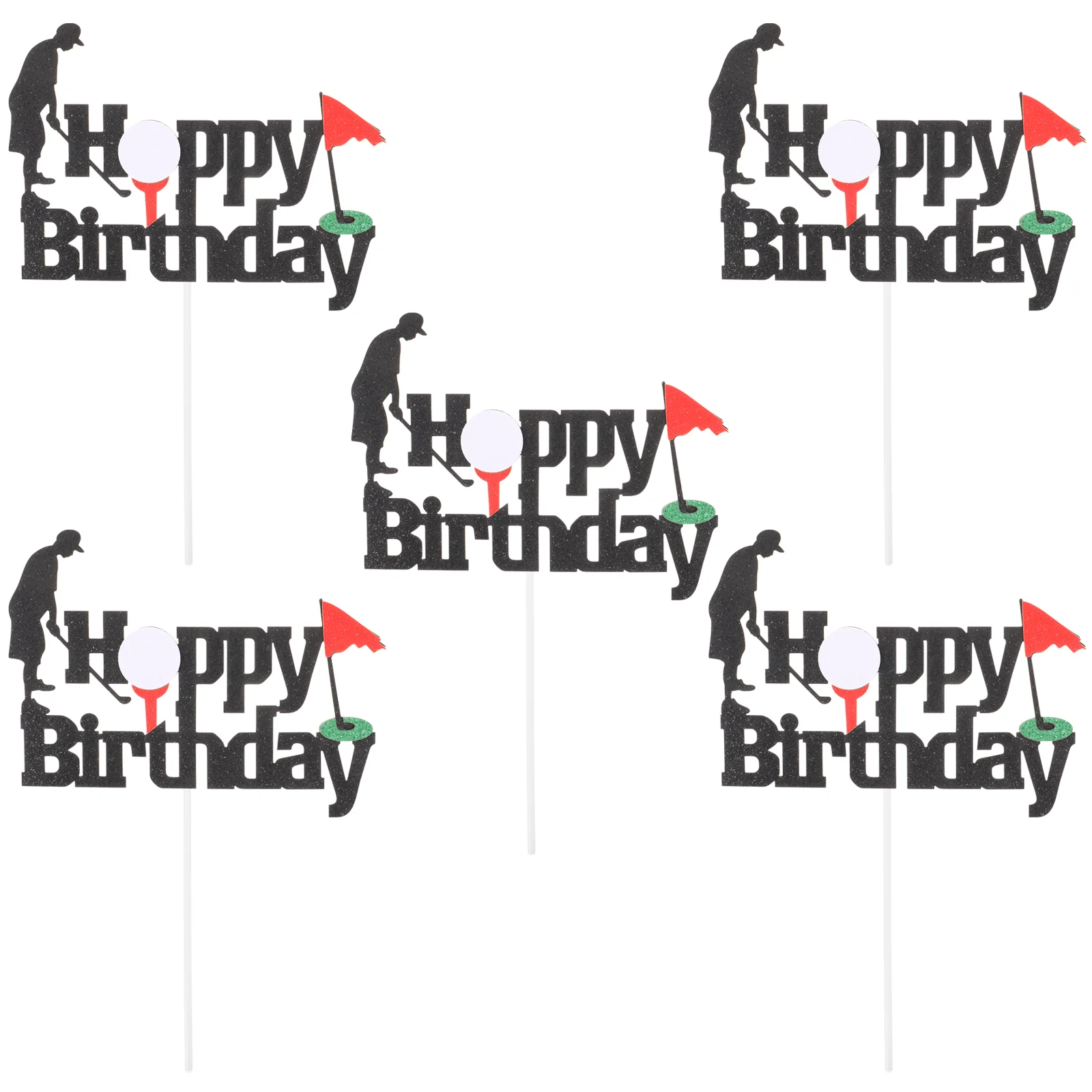 

5pcs Cupcake Topper Cake Pick Birthday Party Dessert Cake Decorations Golf Birthday Cake Decoration