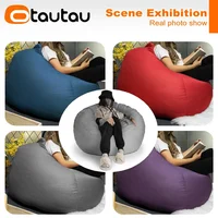 OTAUTAU Filled 70cm Bean Bag Sofa with Filler Big Cotton Linen Lazy BeanBag Bedroom Chair Puff Relax Lounge Couch DD002 6