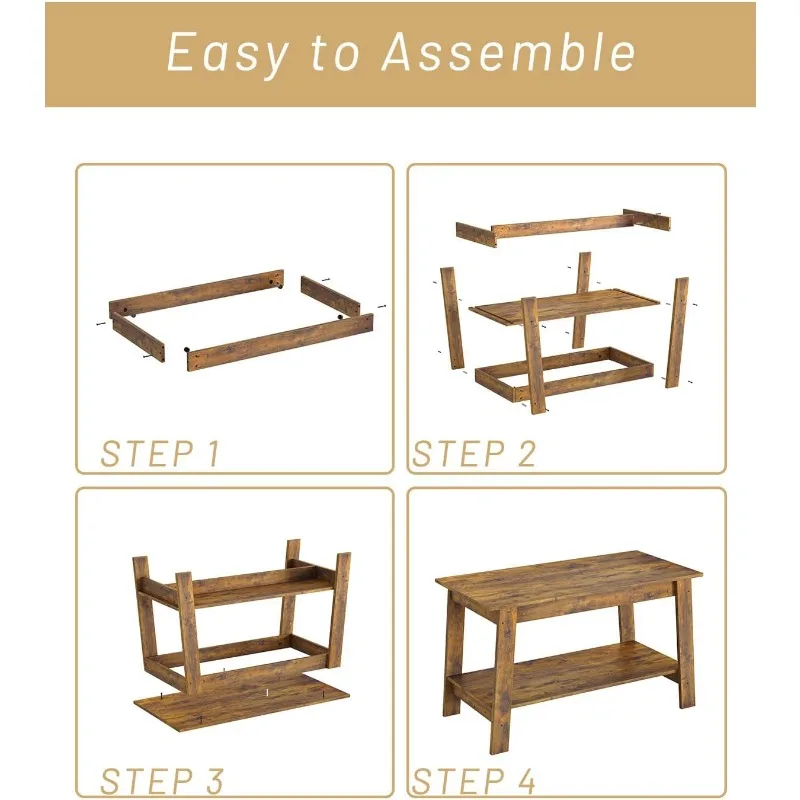 Coffee Table, Rustic Coffee Tables for Living Room, Outdoors, Home Office, Bedroom, Wood Living Room Tables wi 5