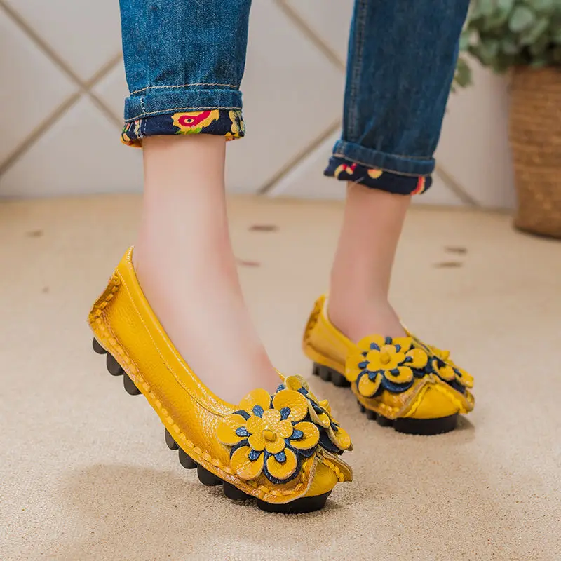 High Quality Retro Floral Ballet Flats Women's Shoes New Trend