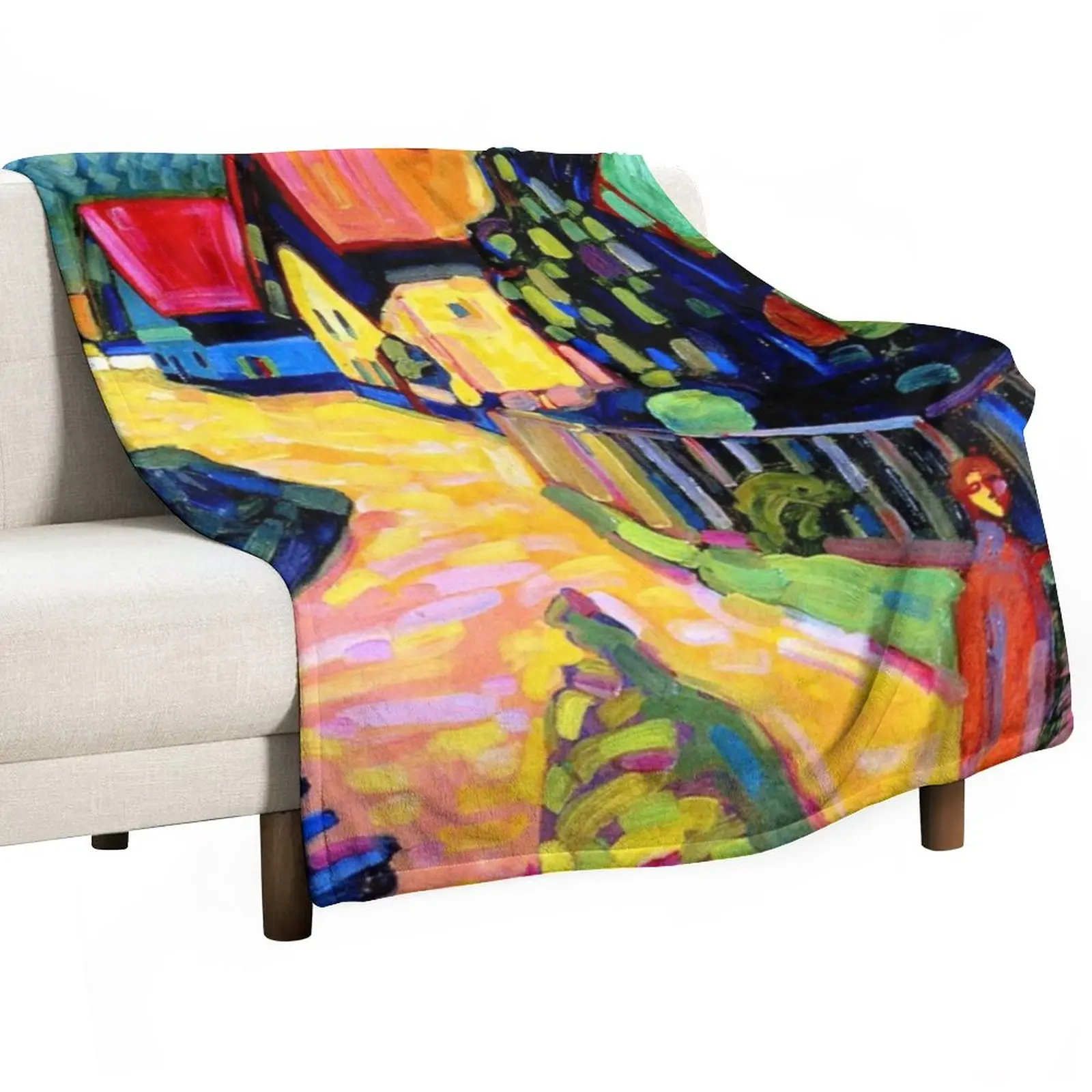 

New Murnau Street With Women | Wassily Kandinsky Post-Impressionism Throw Blanket Thin Blanket Blanket For Baby