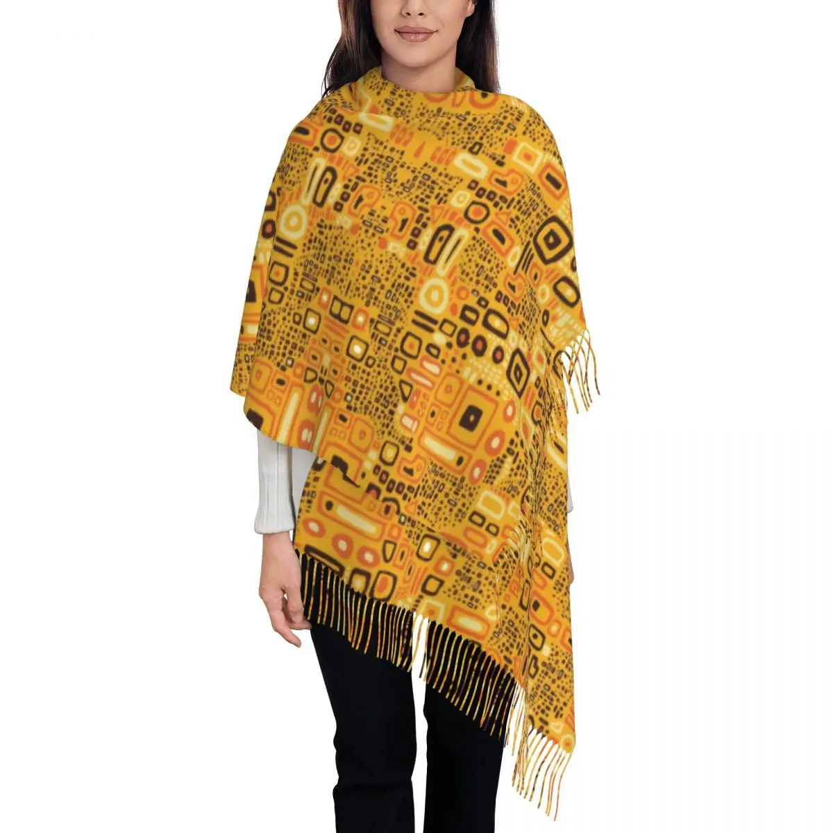 

Lady Long Gustav Klimt Klimt Painting Pop Art Scarves Women Winter Soft Warm Tassel Shawl Wraps Pattern Scarf