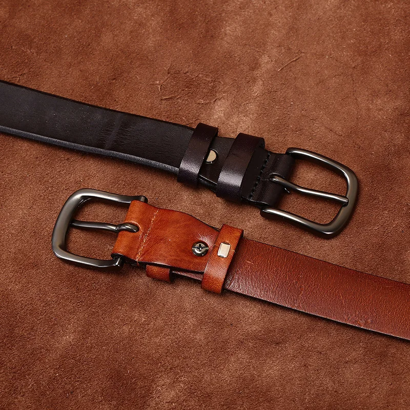 2.8CM Pure Cowhide Genuine Leather for Women High Quality Jeans Pin Buckle Business Belts Waistband Male Fashion Designer