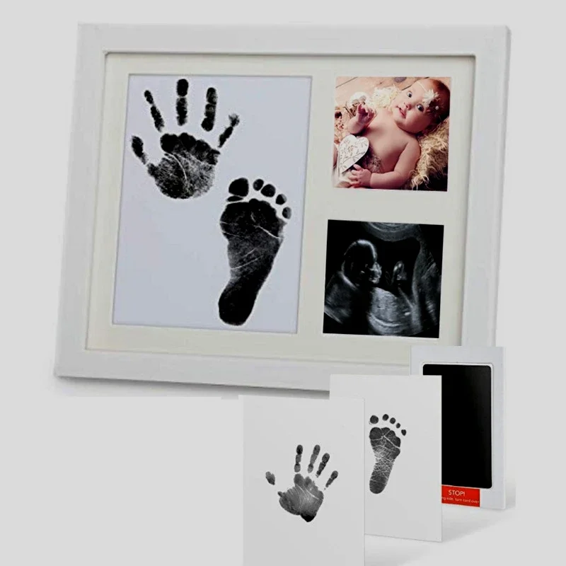 Baby Growth Commemorative Photo Frame Hand and Foot Free Printing Oil Birthday Full Moon Souvenir Gift for Newborn Babies newborn hand and footprint safety environmental protection baby underhand method prints full moon centennial souvenir gift frame
