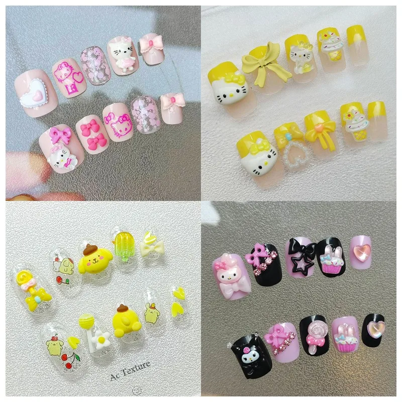 

Кукла Sanrioed, Детские декоративные нашивки для ногтей, аниме Моя Мелодия Hellokittys, милая Студенческая Милая Съемная нашивка для ногтей