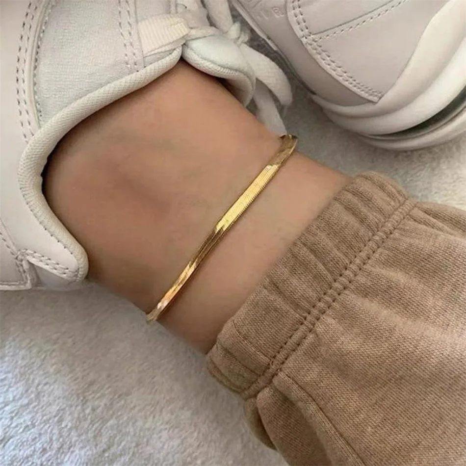 Snake Bone Chain Anklet for Women Girls Adjustable Summer Beach Chain Anklet Bracelet Jewelry Gift Silver Anklet Bracelet Ankle Chains