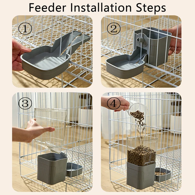 Automatic Pet Feeder Waterer Dog Cat Hanging Cage Bowl，Suitable for Small Puppy Cat Rabbit Food Container Dispenser Bowl 4