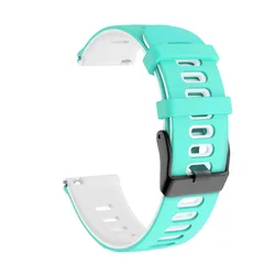 Universal Sport Silicone Watch Strap, Adjustable 20mm/22mm Band - 20MM (Teal White)