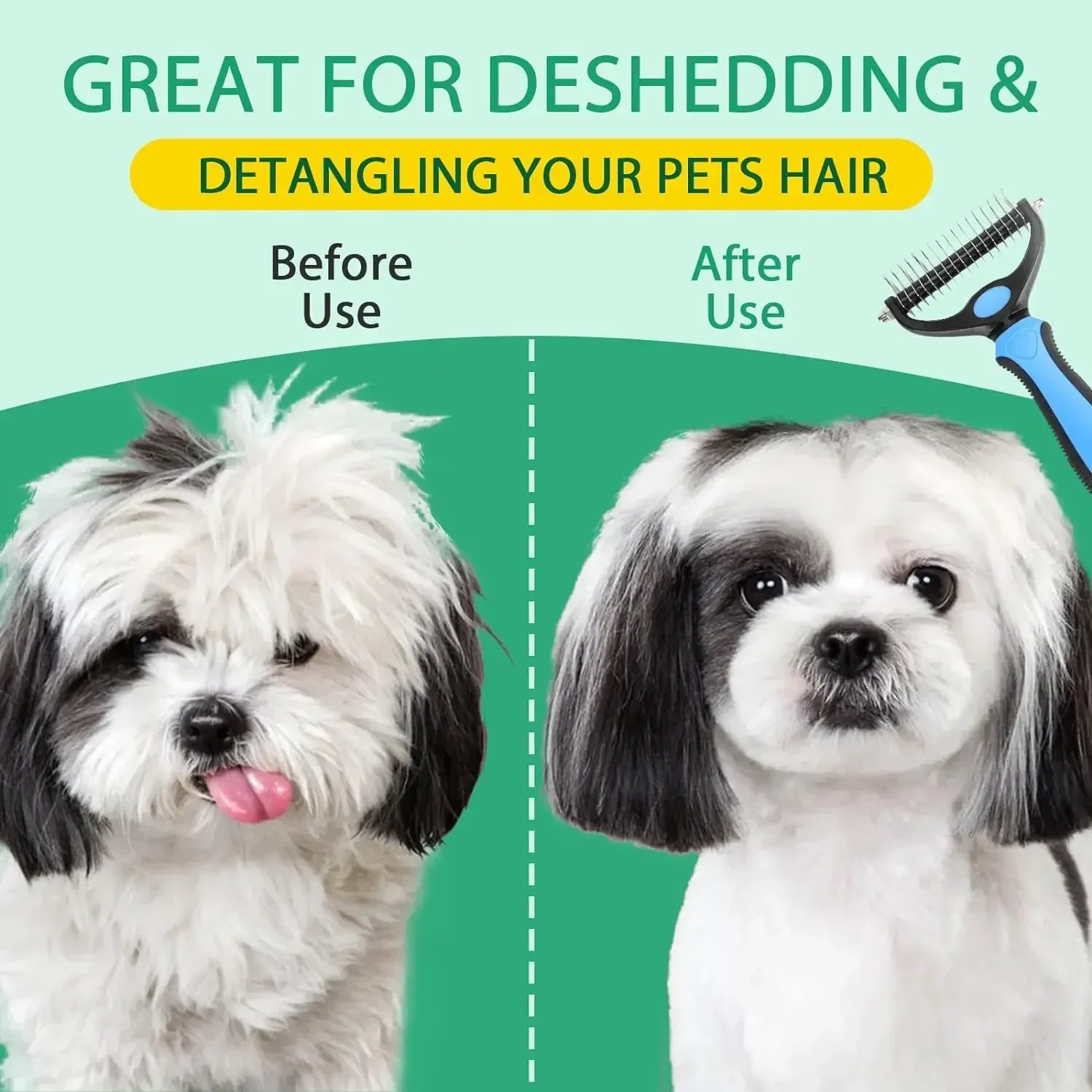 전문 애완 동물 Deshedding 브러시 개 헤어 리무버 애완 동물 모피 매듭 커터 강아지 고양이 빗 브러쉬 개 손질 흘리기 용품