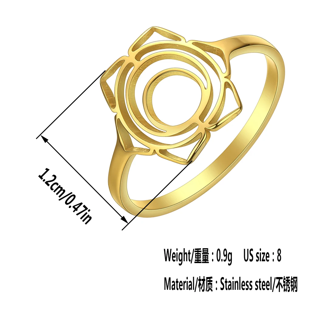 Anillo Geométrico de Flor y Hoja Vintage (Acero Inoxidable Dorado) Seb0e3848fdc340f8b6e0495d6dee06ef0