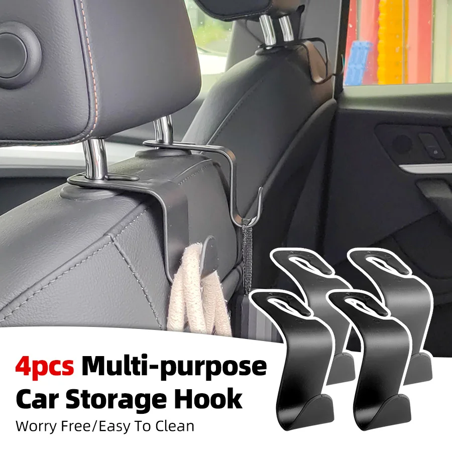 4Pcs Car Headrest Hooks Hanger for Bags Seat Back Organizer Holder Clips Auto Fastener Hooks Car Storage Interior Accessories car seat headrest hook,car storage hook