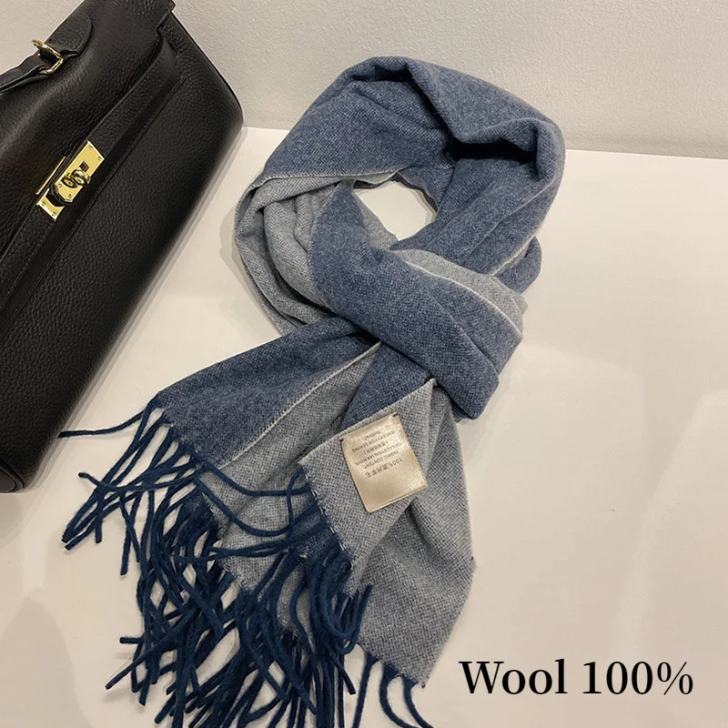 

High-quality Australian Wool 100% Solid Color Women's Scarves Autumn and Winter Warm Men's Cashmere Shawl Wraps Top