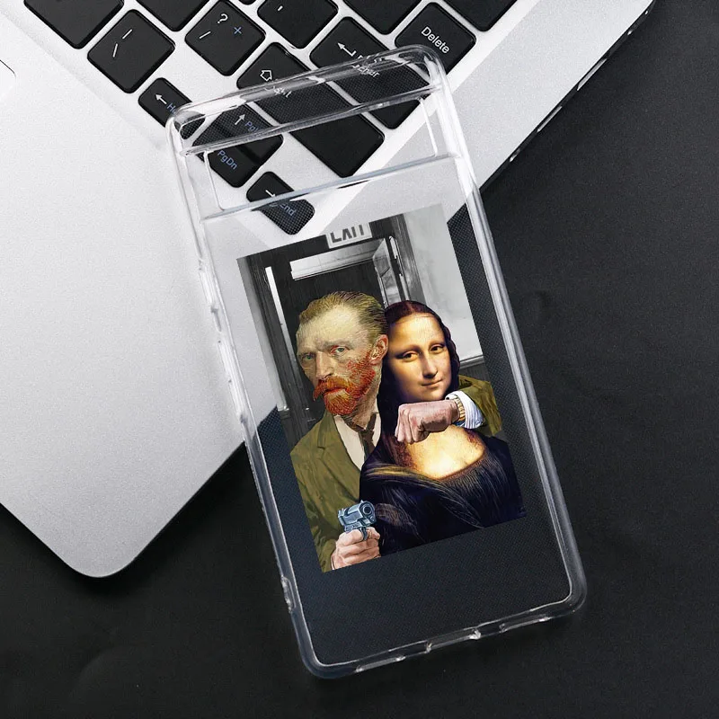 Aesthetic David & Mona Lisa Art Clear Soft TPU Phone Case Cover