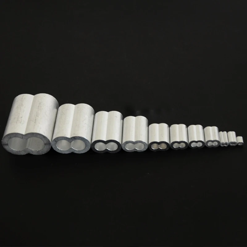 Aluminum Casing Collar M1.0 M1.2 M1.5 M2 M3 M5 M6 M8 Wire Rope Ferrule Cable Ties Crimp Stell Chuck Jacket 8-Shaped Double Hole wire rope clamps wire crimp sleeve wire rope sleeve cable clamps