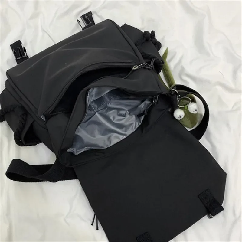 Youth Fashion Nylon Crossbody Bags for Women Handbags Shoulder Bag Large Capacity Solid Canvas Messenger Bag Girls School Bags 4