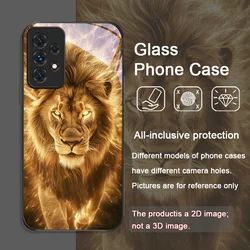 Luxurious Lion Pattern Tempered Glass Phone Case - Elegant Protective Back Cover - Galaxy A51 5G (PT - P1040T1)