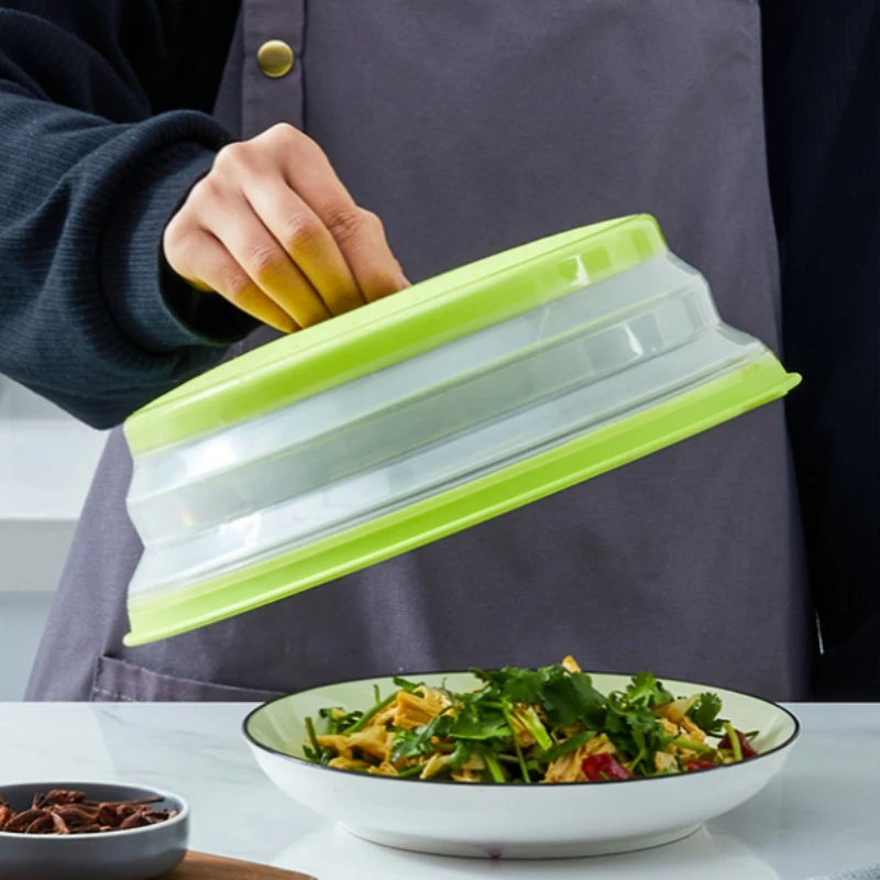 Microwave Splatter Cover Collapsible Vented Microwave Heating Lid Silicone Fresh-keeping Oil-proof Splash-proof Cover with Hook