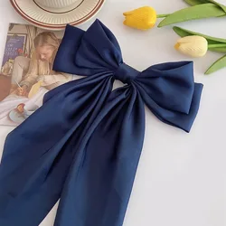 Elegant Satin Bow Hair Clip (Navy blue)