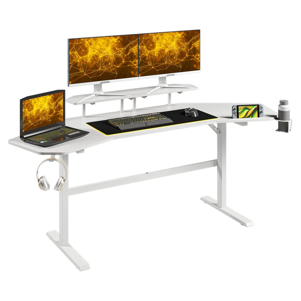 Gaming Desk with Shelves & Accessory Holder, Modern Computer Desk with Storage – Compact Design for Small Spaces 6