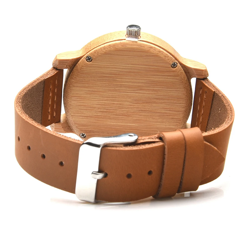 Mens Handmade Casual Fashional Mens Wristwatcheses Quartz Movement Analog Wood Watch Wristwatch 5