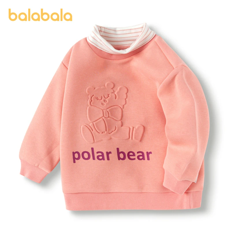 

Balabala Toddler Girl Sweater Plus Fleece Winter Fashion Bottoming Shirt