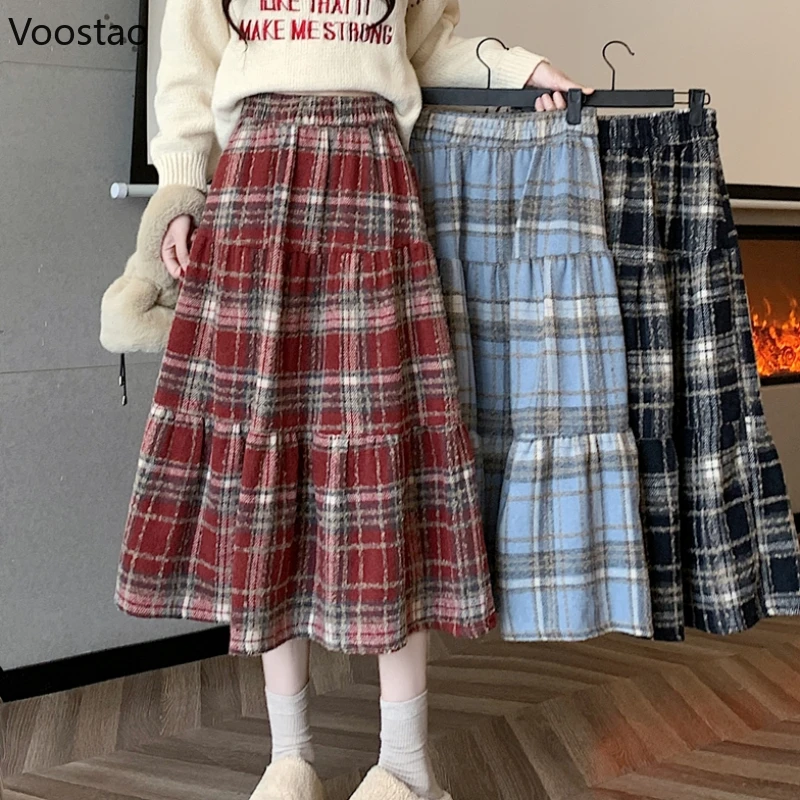 Vintage 3 Color Plaid Y2K Long Skirt