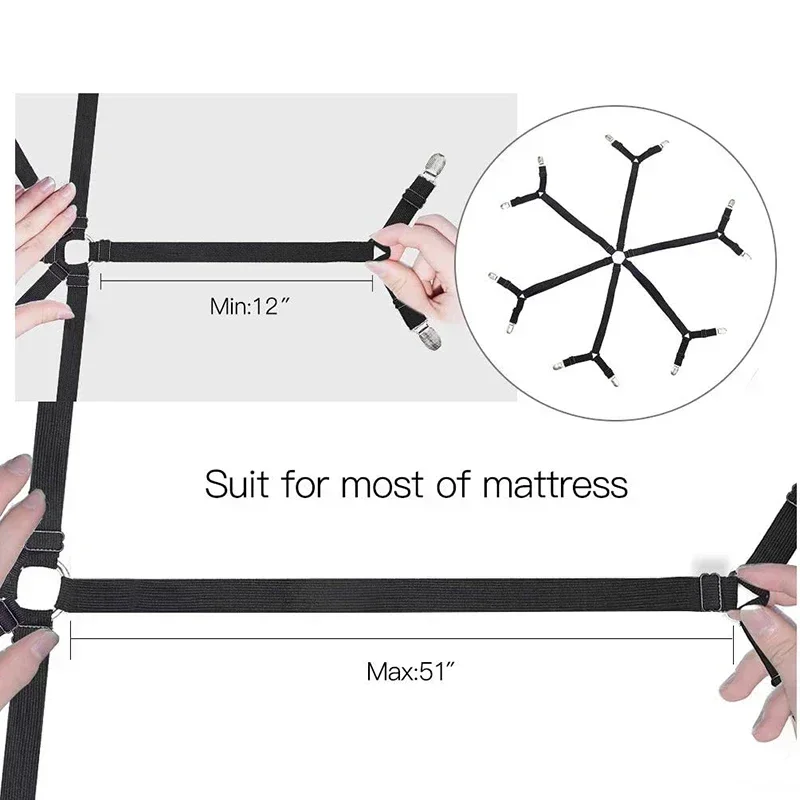 Bed Sheet Holder Bed Sheet Clips Sheet Clips 12 Clips Elastic Bed Sheet Grippers Belt Fastener Non-Slip Strap Mattress Clip Fasteners Cover Blankets Grippers Organize Gadget