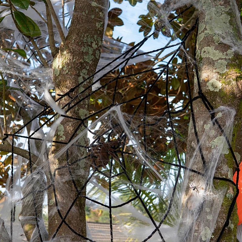 150/250 cm Schwarz Weiß Halloween Spinnennetz Riesiges Dehnbares Spinnennetz Für Home Bar Dekor Spukhaus Halloween Party Dekoration – Detail 5