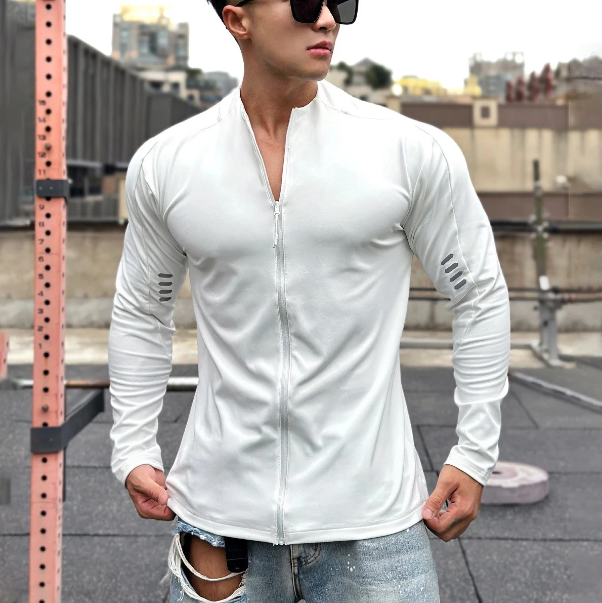 New Autumn Men Jacket Stand Neck Quick Dried Long Sleeve Coat Slim Fit Casual Sportswear Workout Outdoorwear