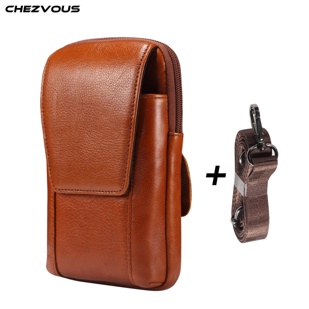 

Universal Mobile Phone Bag 7.2'' Genuine Leather Waist Fanny Pack for iPhone Samsung Xiaomi Huawei Honor Outdoor Shoulder Pouch