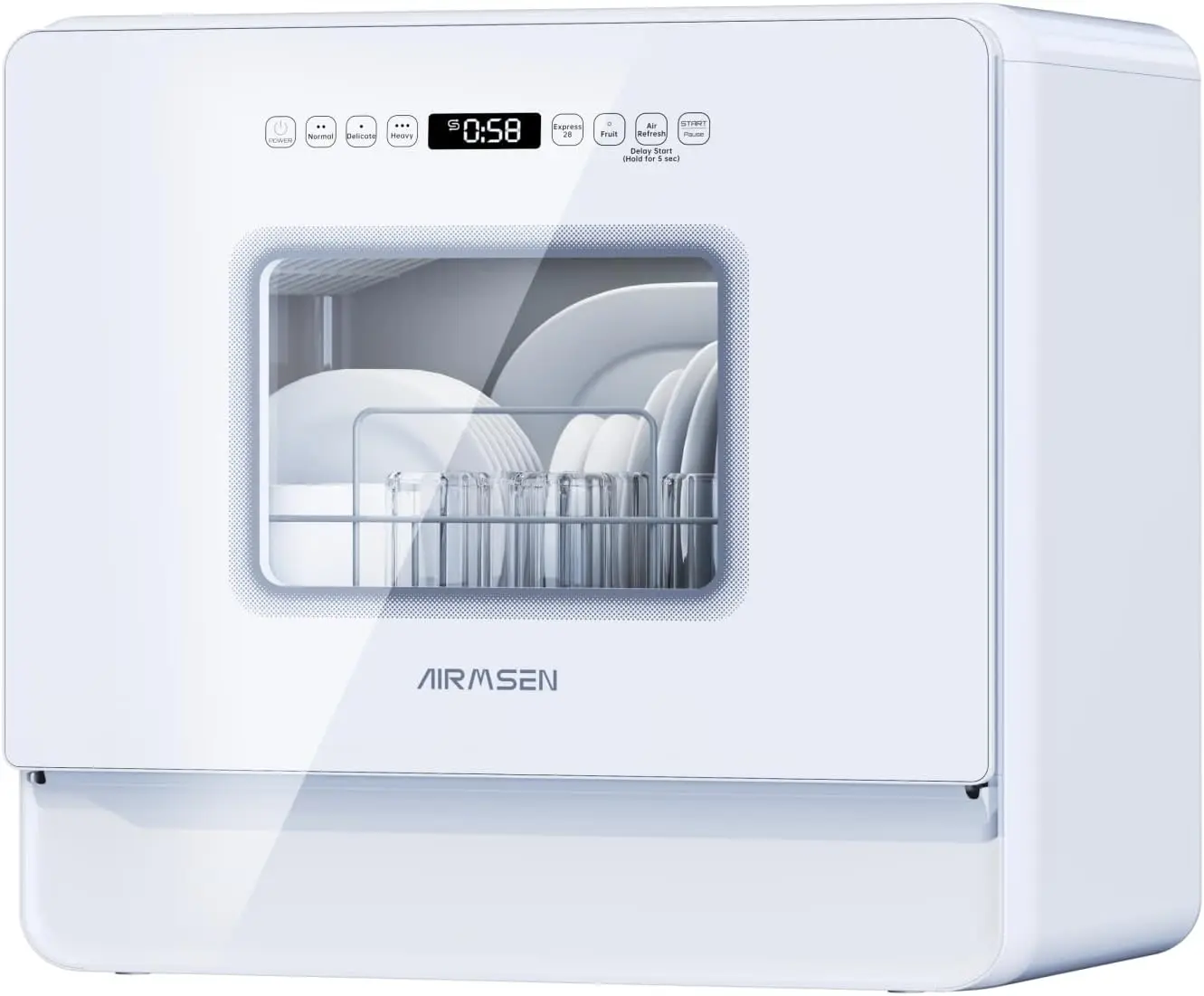 Portable Dishwasher with 5L Water Tank Countertop Dishwasher with 5 Place Settings 2-Level Rack 3-Spray Arms 167℉ High-Temp