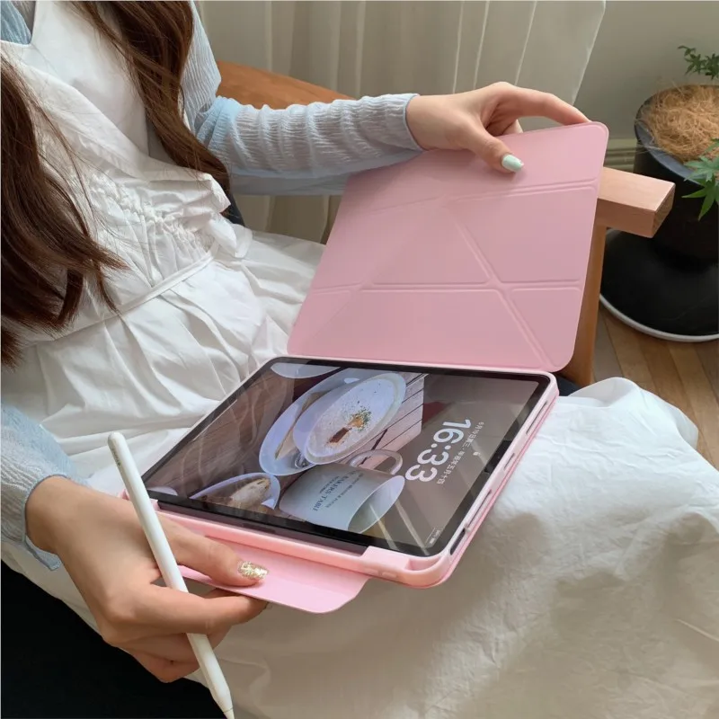 Magnetic Solid Color Multi-Fold Stand Tablet Case Cover