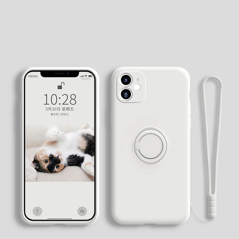 thumbnail image 1 of Liquid Silicone Ring Phone Holder Case For Samsung Galaxy S23 Ultra Plus S22 S21 FE S10 S10E S8 S9 Plus Protective Cover, 1 of 5