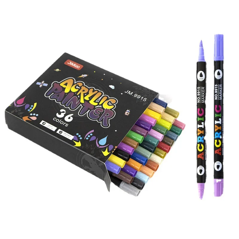 Acrylic paint markers double headed dual color waterproof soft nib for glass stone metal wood plastic paper