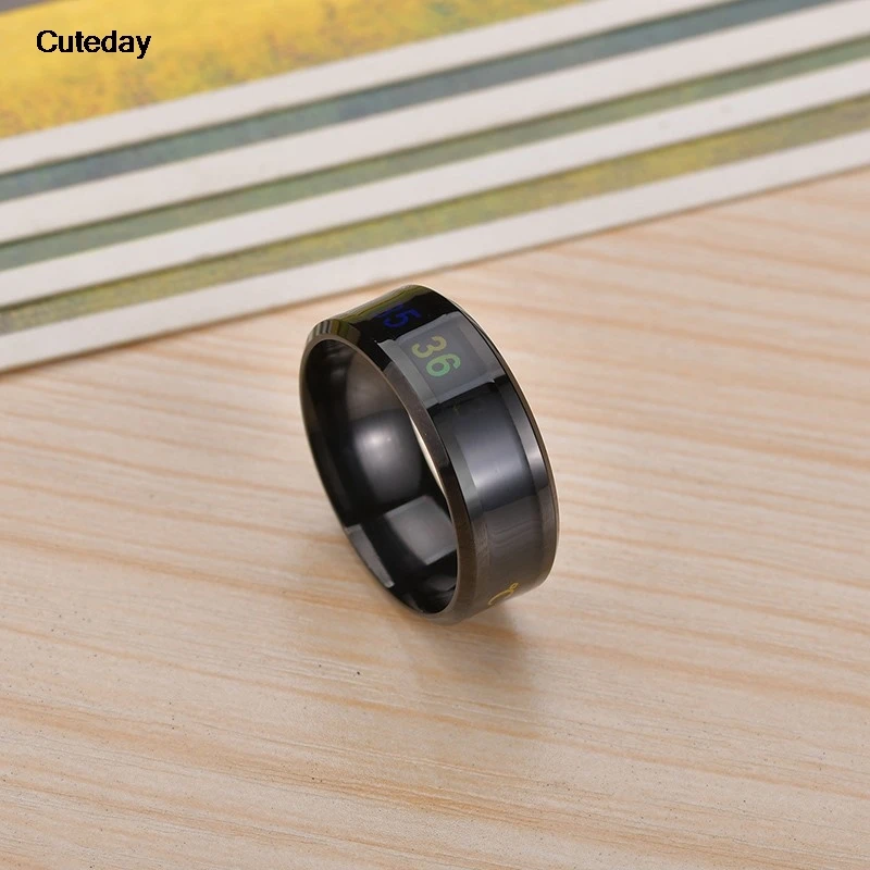 Anello di temperatura Acciaio al titanio Umore Emozione Sensazione Anelli sensibili alla temperatura intelligenti per donne Uomini Gioielli impermeabili - immagine 3