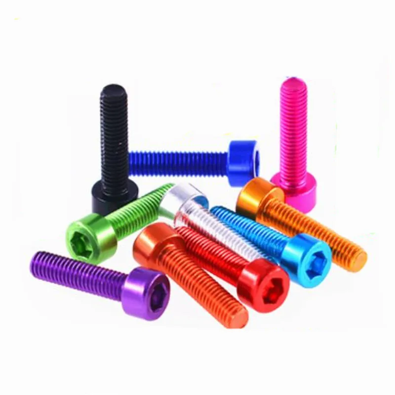 10pcs aluminum allen scerw din912 M2 M2.5 M3 M4 M5 M6 colourful aluminum hex socket cap head machine screw bolts