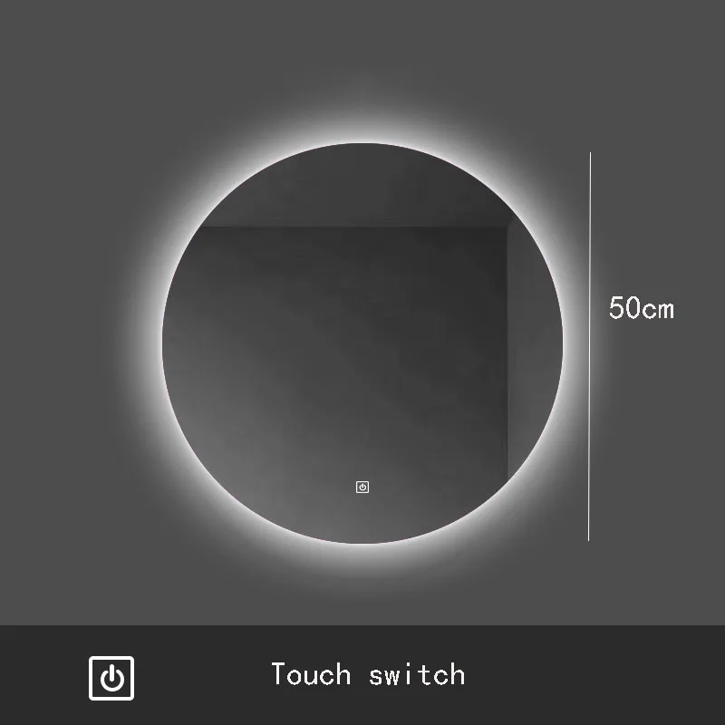 קיר רכוב חדר אמבטיה קיר שירותים הוביל מראה עגול זוהרת espelho para banheiro חדר שינה עיצוב miroir salle de bain