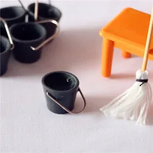 Doll House Miniature Resin Kitchen Garden Mop Bucket Miniature Dress Up Game Furniture Cute Toys Creative Gifts Doll Furniture