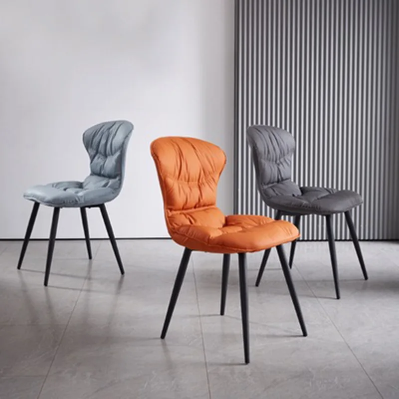 

Dining Chair, Household Backrest, Simple Iron Art Coffee Shop, Leather Hotel Upholstered Furniture Muebles