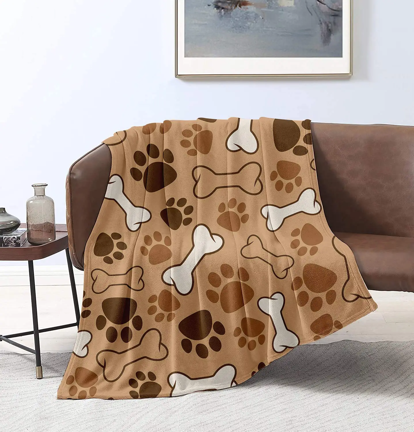 

Dog Paw Print Throw Blanket Super Soft Lightweight Luxurious Cozy Warm Fluffy Plush for Bed Couch Living Room 50"X40"for Kid