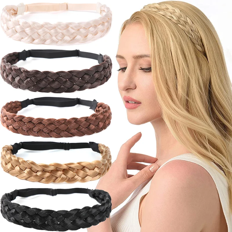LadyHairbandFashionHeadbandSyntheticPlaitElasticHeadbandBraided