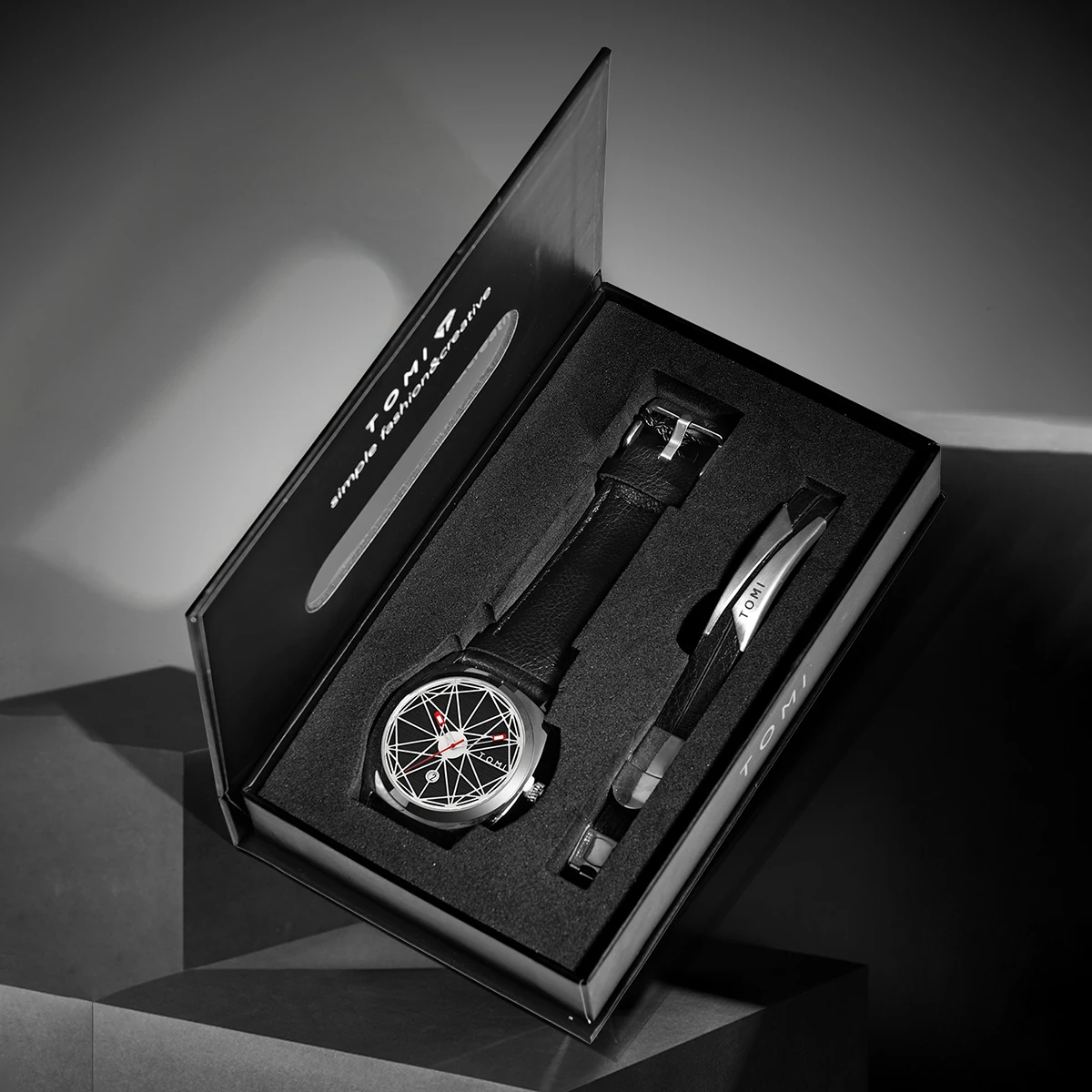 TOMI 2024 New 2PCS Men's Watch Bracelet Gift Set Luxury Business Versatile Calendar Men's Quartz Watch and Watch Gift Reloj 6