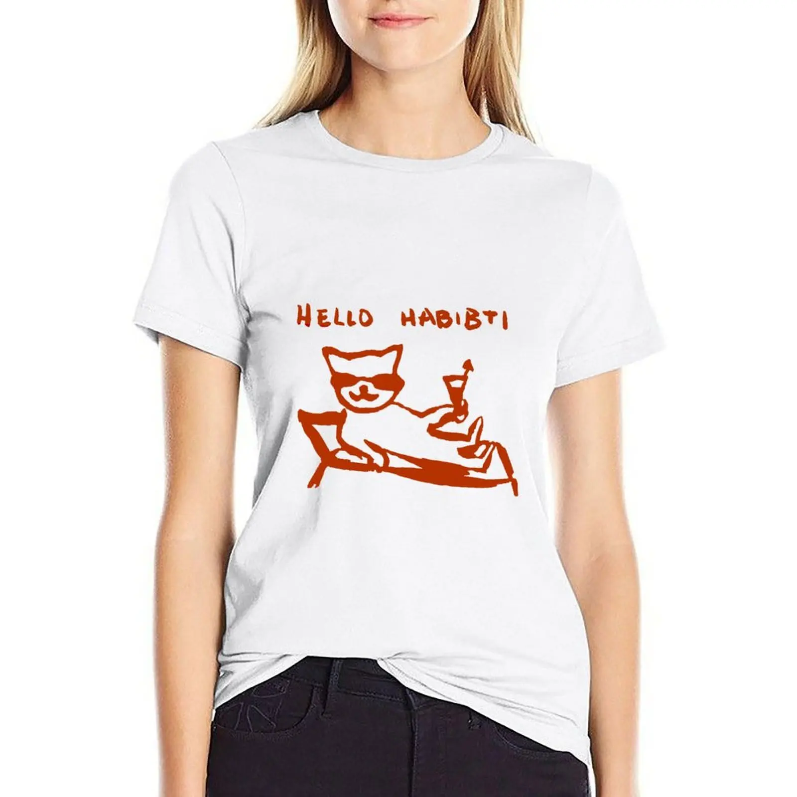 

hello habibti T-shirt aesthetic clothes oversized spring clothes Women 2024