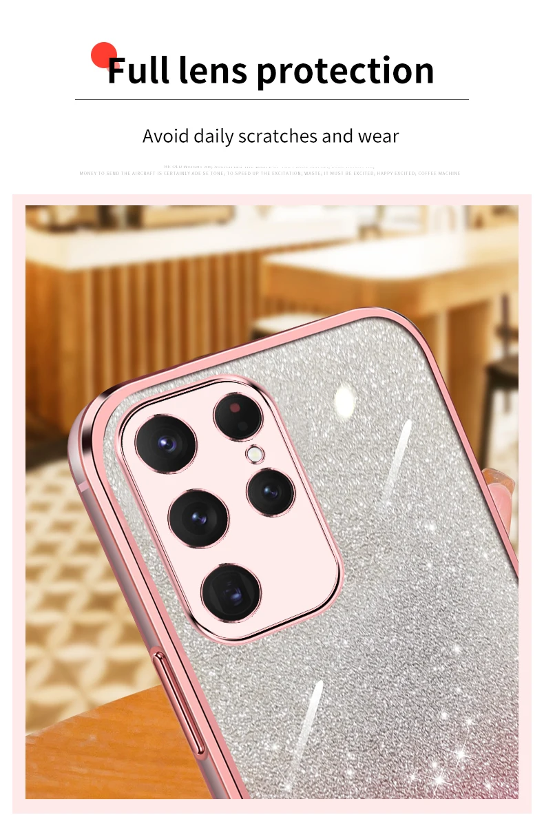Gradient Glitter Electroplated Case For Samsung Galaxy S24 S23 S22 S21 S20 FE Plus Note 20 Ultra Soft TPU Silicone Back_voghion.com