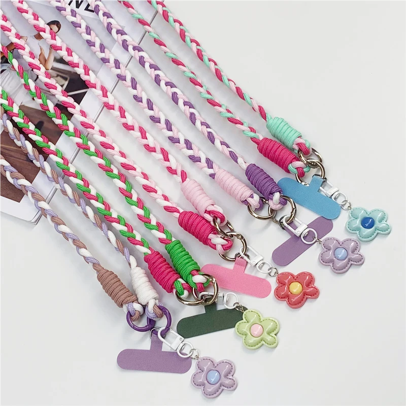 Colorful Chic 120cm Crossbody Phone Lanyard Necklace with Nylon Patch and Snap Closure
